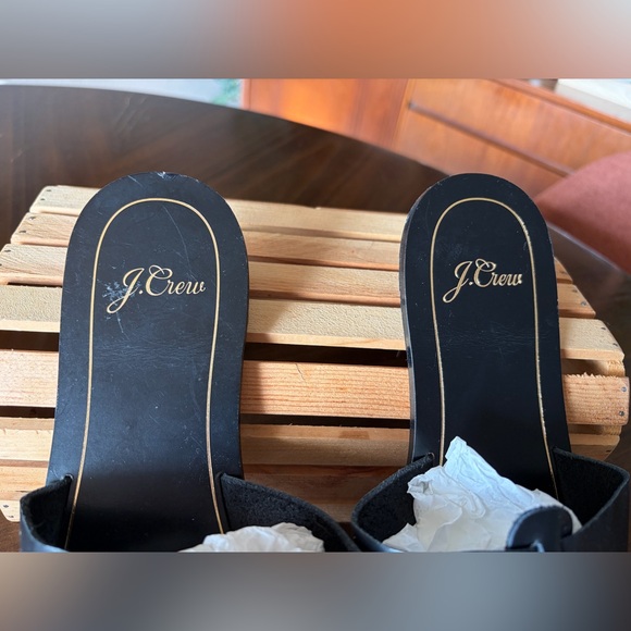 J. Crew Cyprus Sandals Interlocking Straps Black Leather Made in Italy Size 9 - Picture 4 of 13